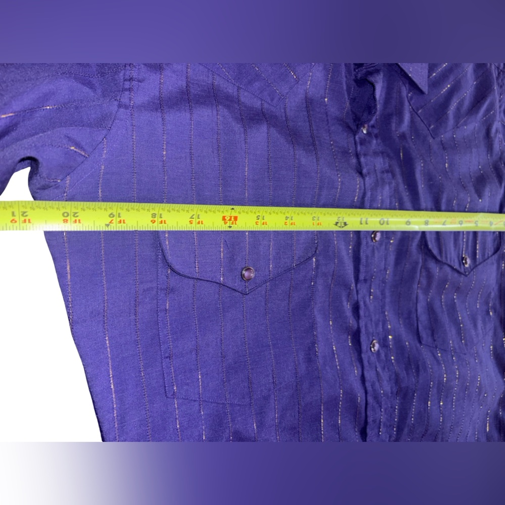 Vintage Panhandle Slim Western Shirt Purple Stripe Pearl Snap Size 15 - Picture 5 of 5
